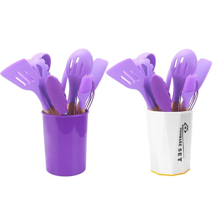 12 Pcs Wooden Handle Silicone Kitchenware Set high quality
